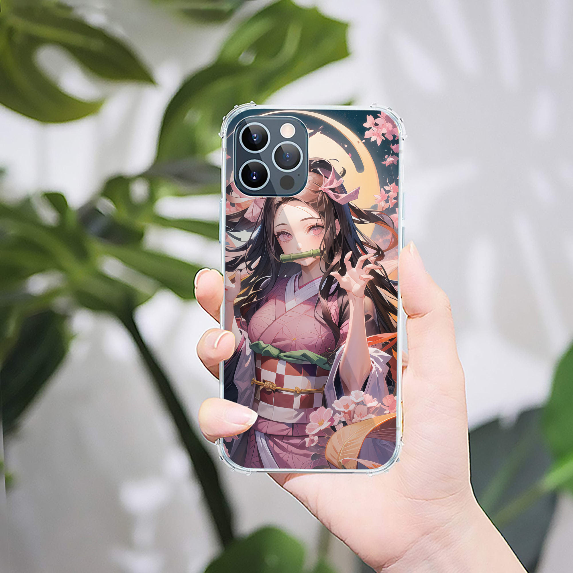 （画像用） 鬼滅の刃（きめつのやいば）竈門 禰󠄀豆子／かまど ねずこ Kamado Nezuko 【iPhone 12シリーズ対応】透明スマホケース（クリアソフトケース）